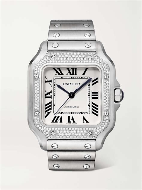 cartier watch men's diamond|cartier watch with diamond bezel.